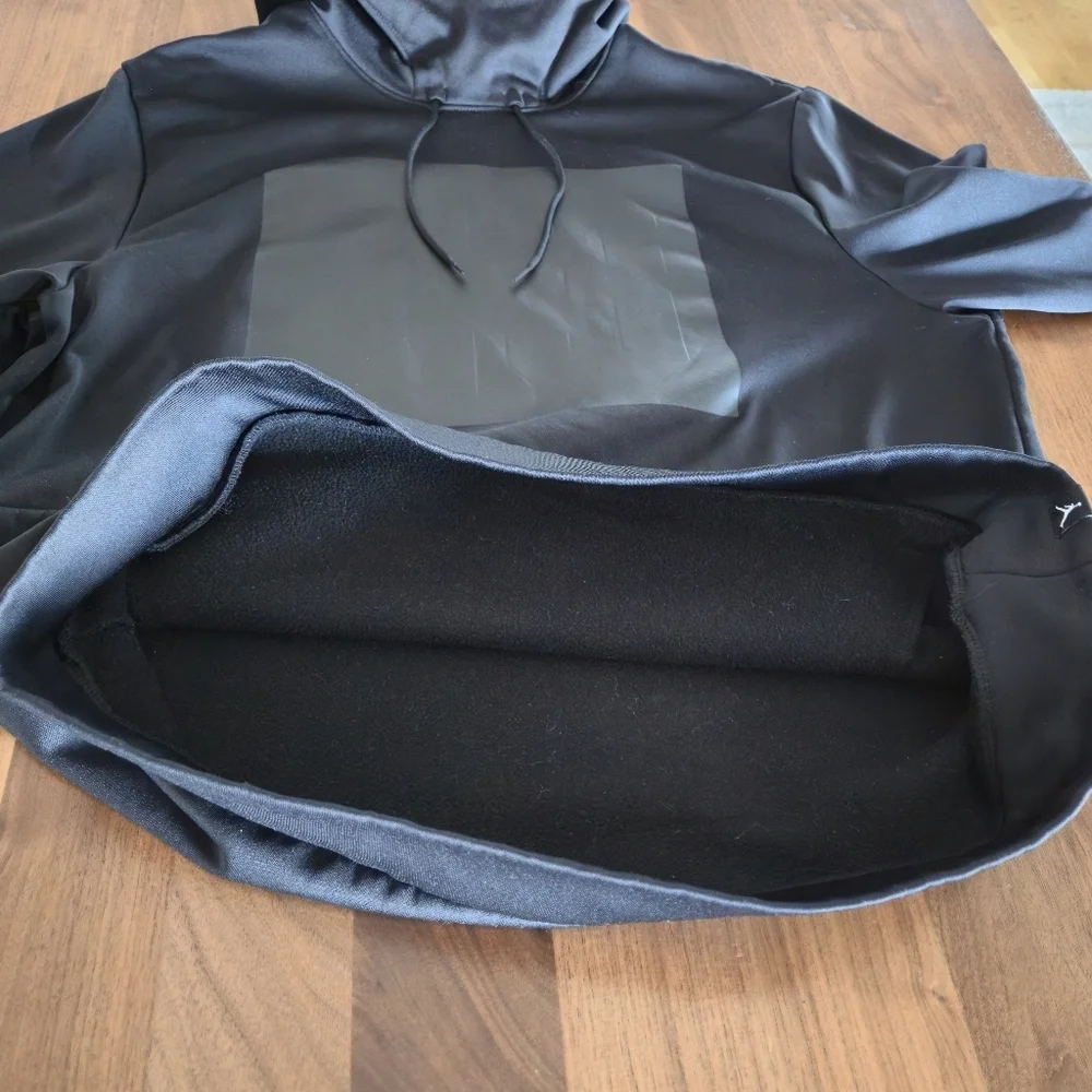 Air Jordan Rise 23 Black On Black On Black Box Pullover Hoodie Fleece Lined L